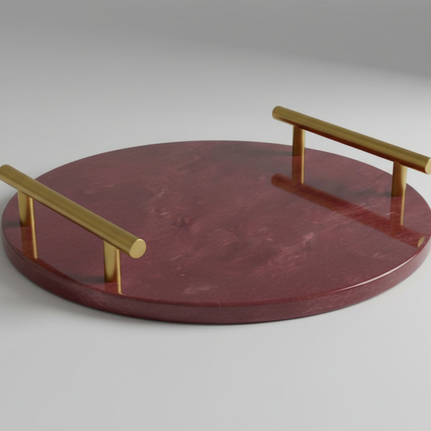 Red Round Marble Tray