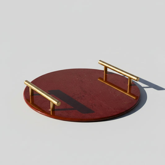 Red Round Marble Tray
