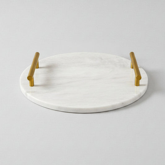 Round Ziarat White Marble Tray
