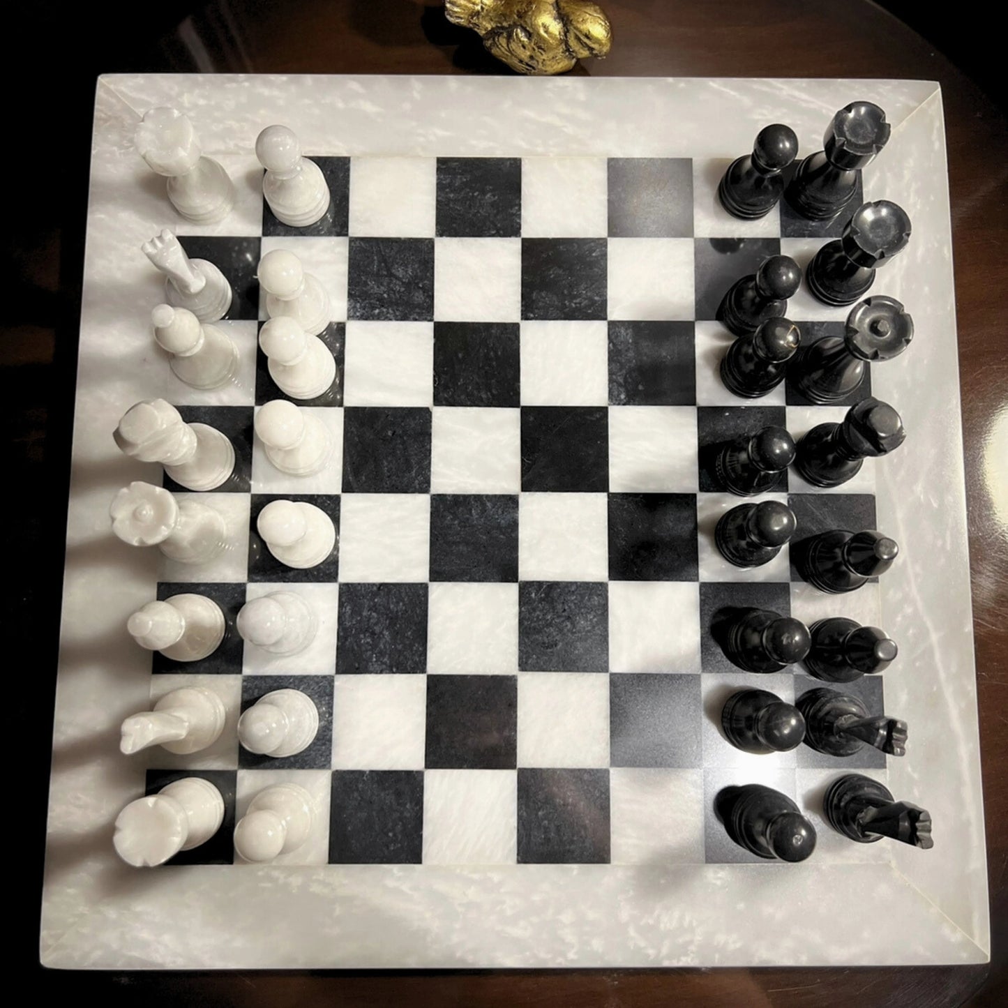 Marble Chess Board with White Border 15x15 Inches