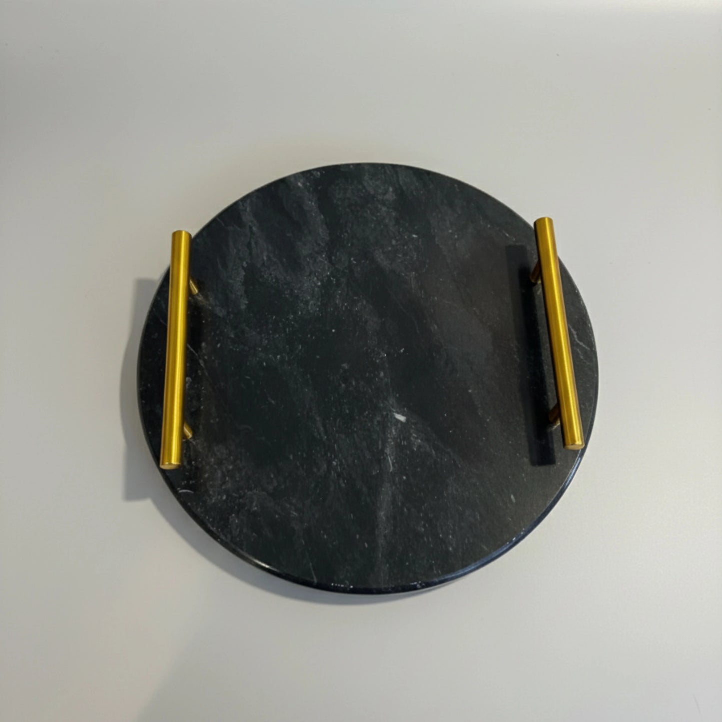 Round Black Marble Tray – 12 inches