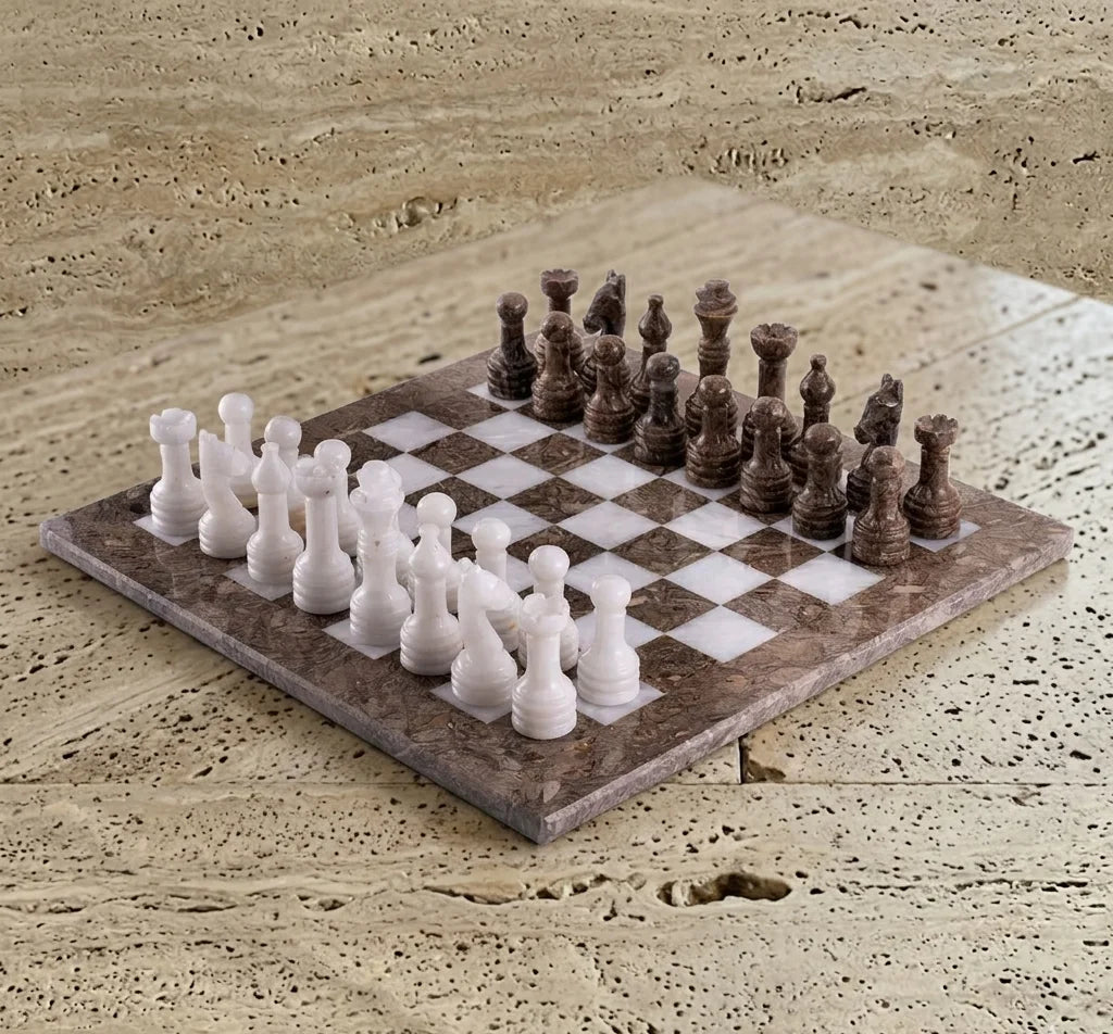 Handcrafted Sanddune & White chess Board 15x15 Inches