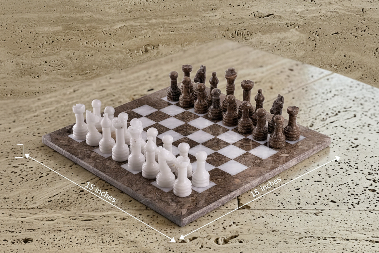 Handcrafted Sanddune & White chess Board 15x15 Inches