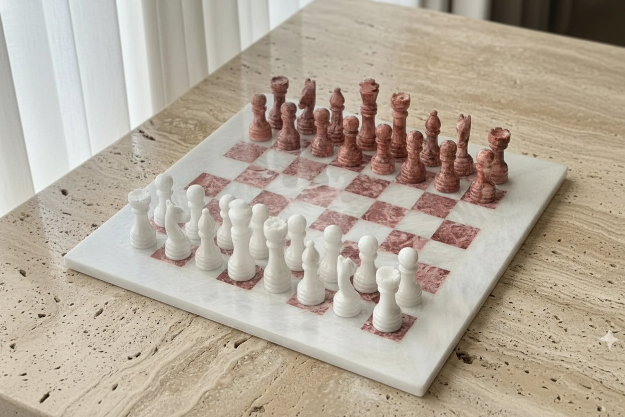 Handcrafted Pink and White Chessboard