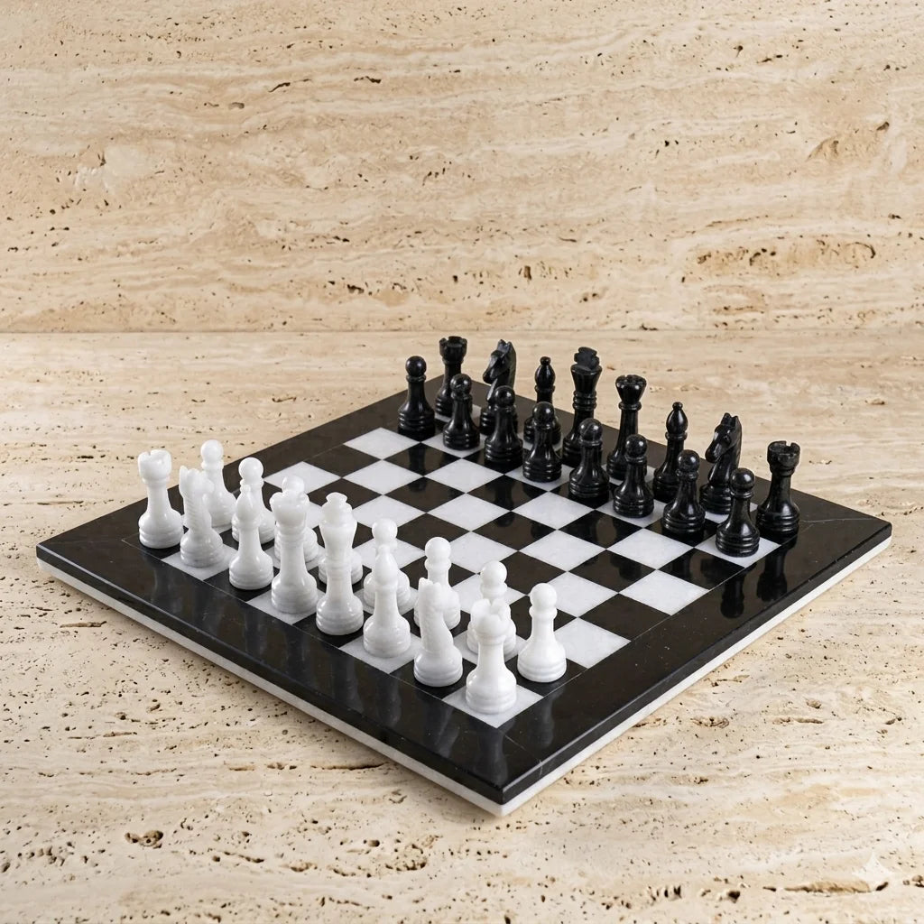 Marble Chess Board with Black Border Size 12x 12