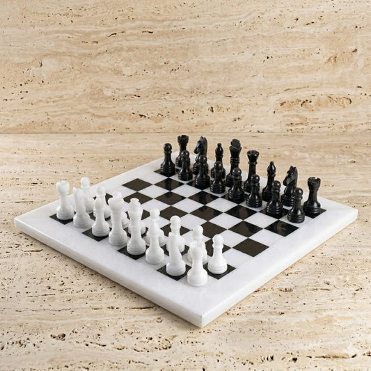 Marble Chess Board with White Border 15x15 Inches