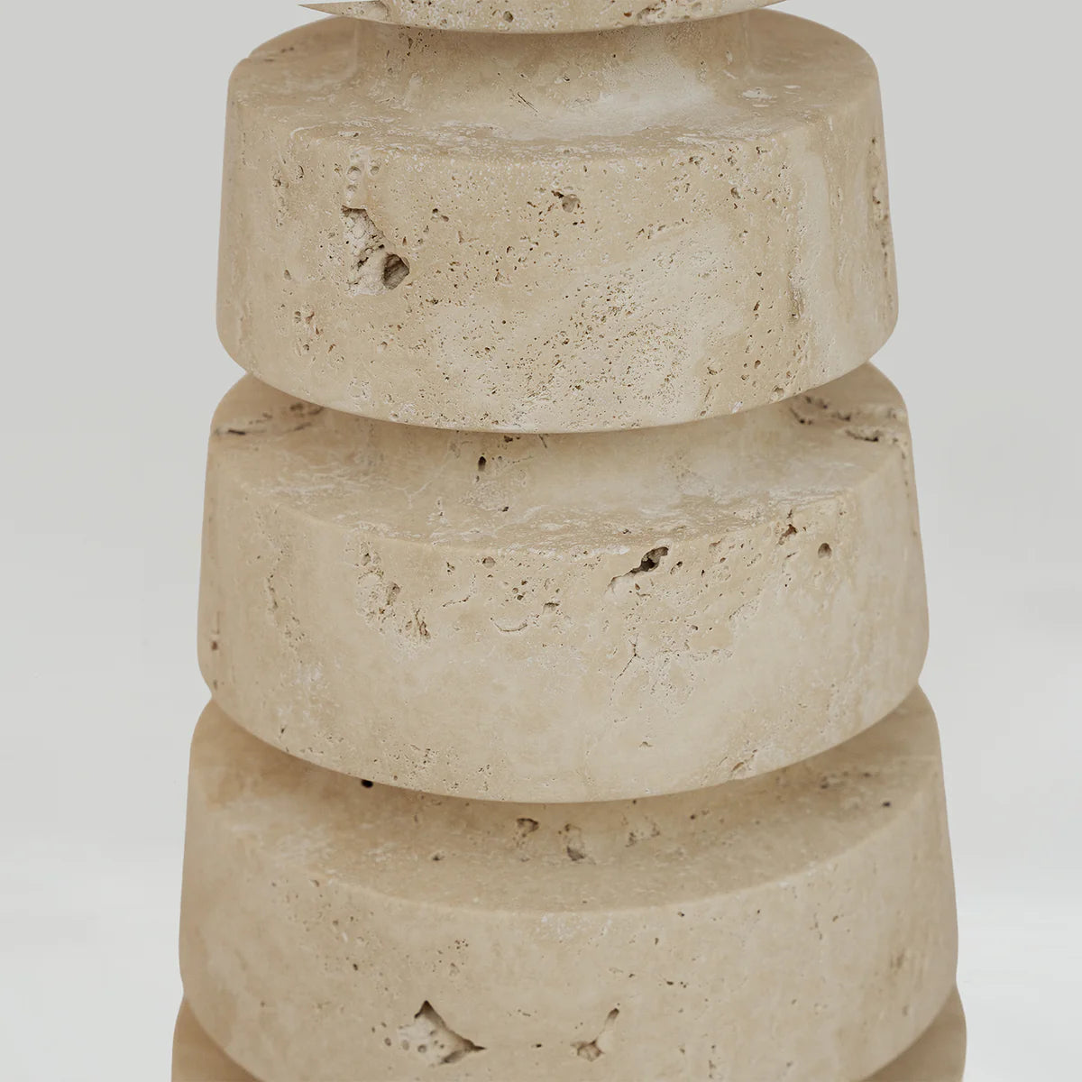 TRAVERTINE LAYERED CONE SIDE TABLE