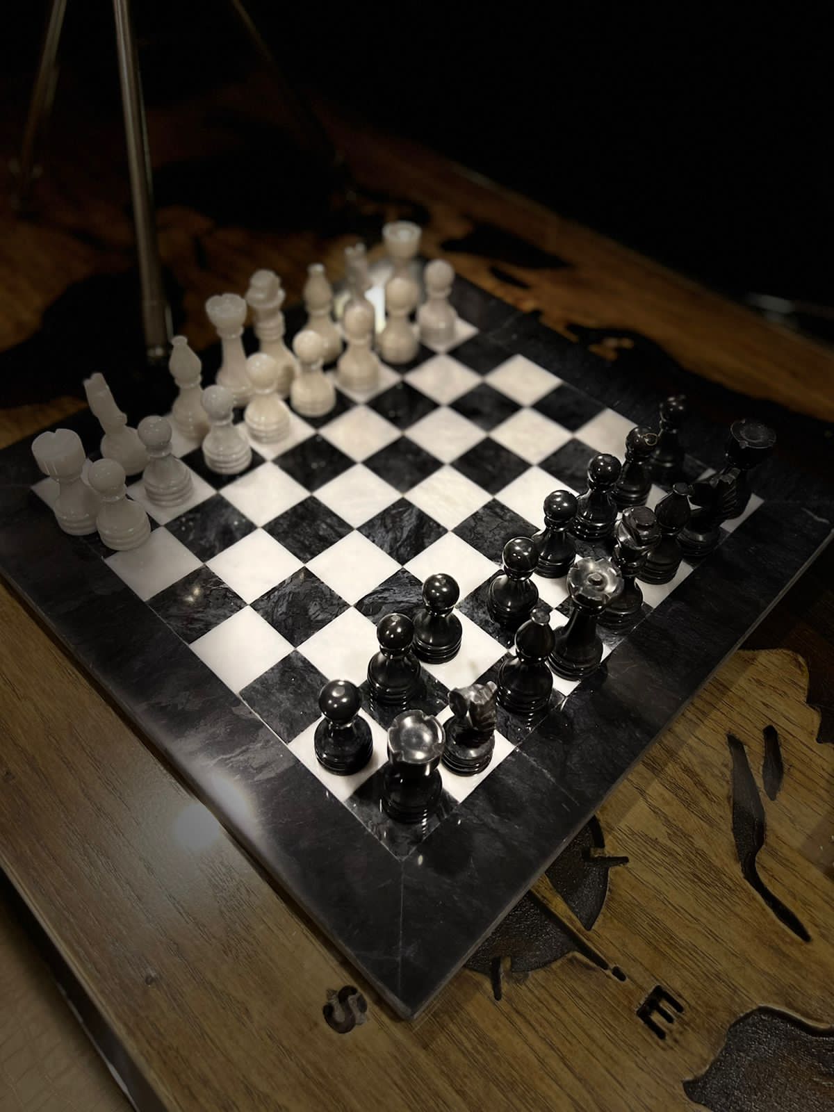 Marble Chess Board with Black Border 15 x15