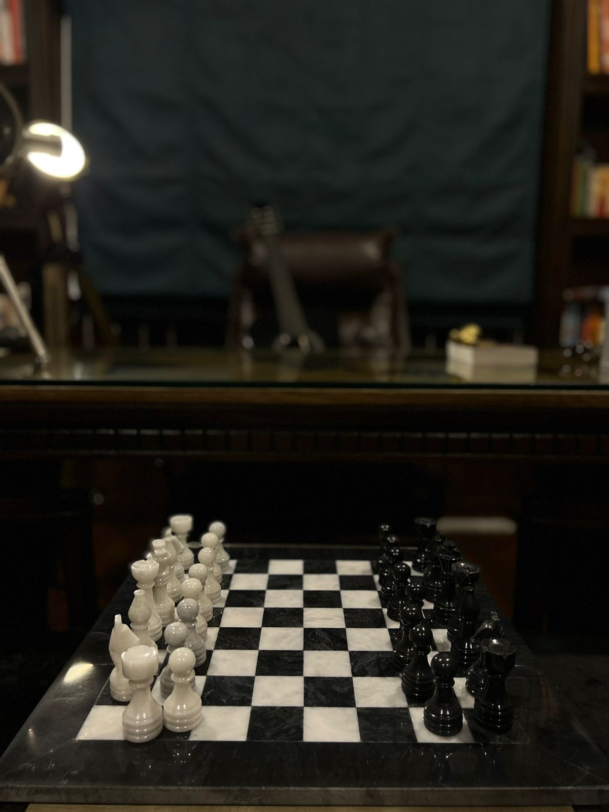 Marble Chess Board with Black Border Size 12x 12