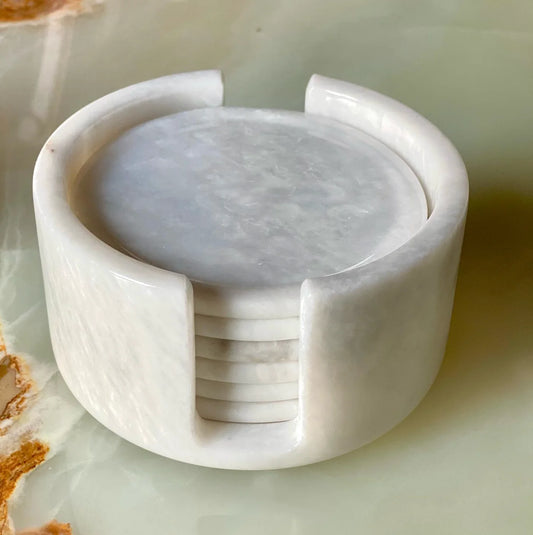 White Marble Coaster – Serene Collection