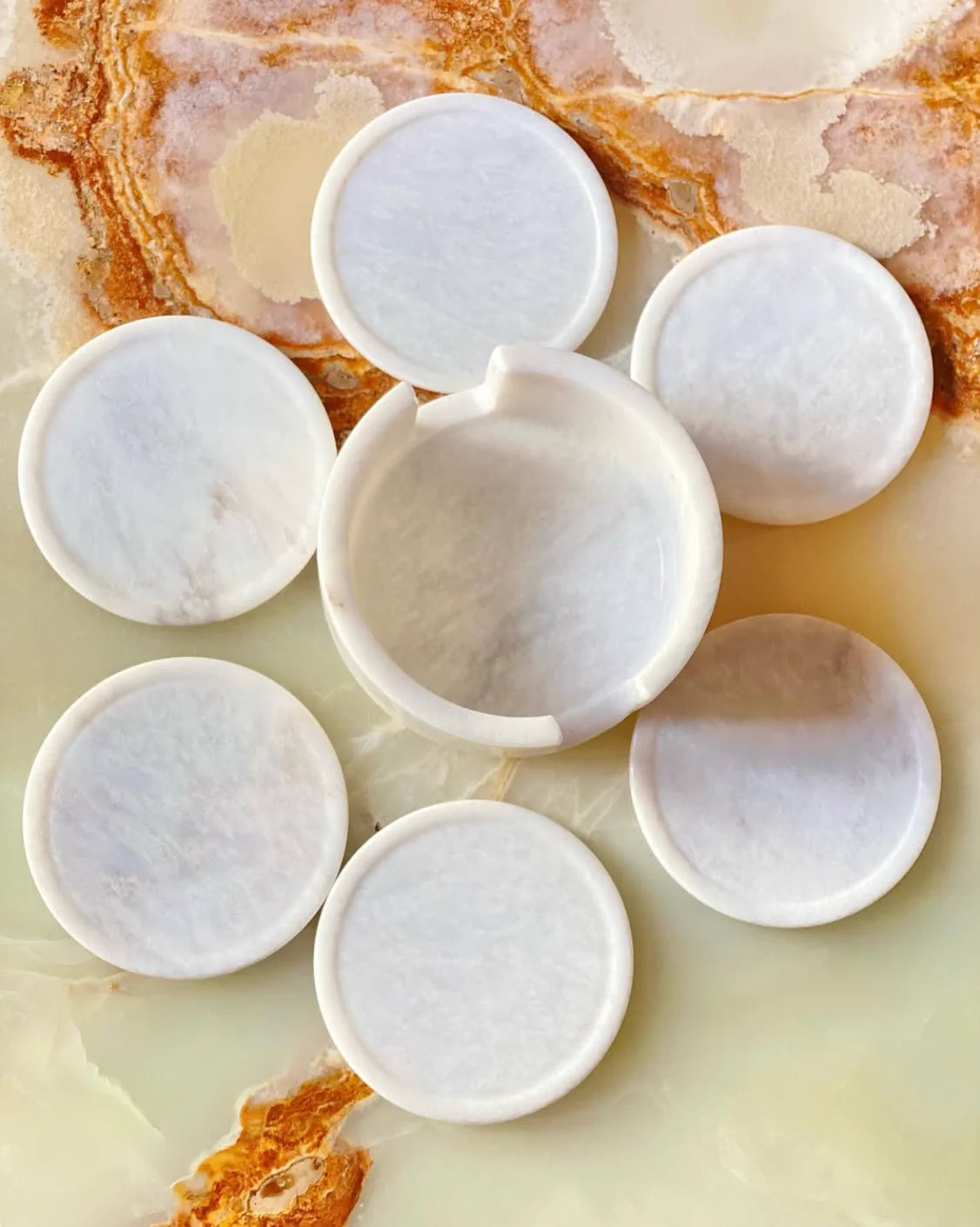 White Marble Coaster – Serene Collection