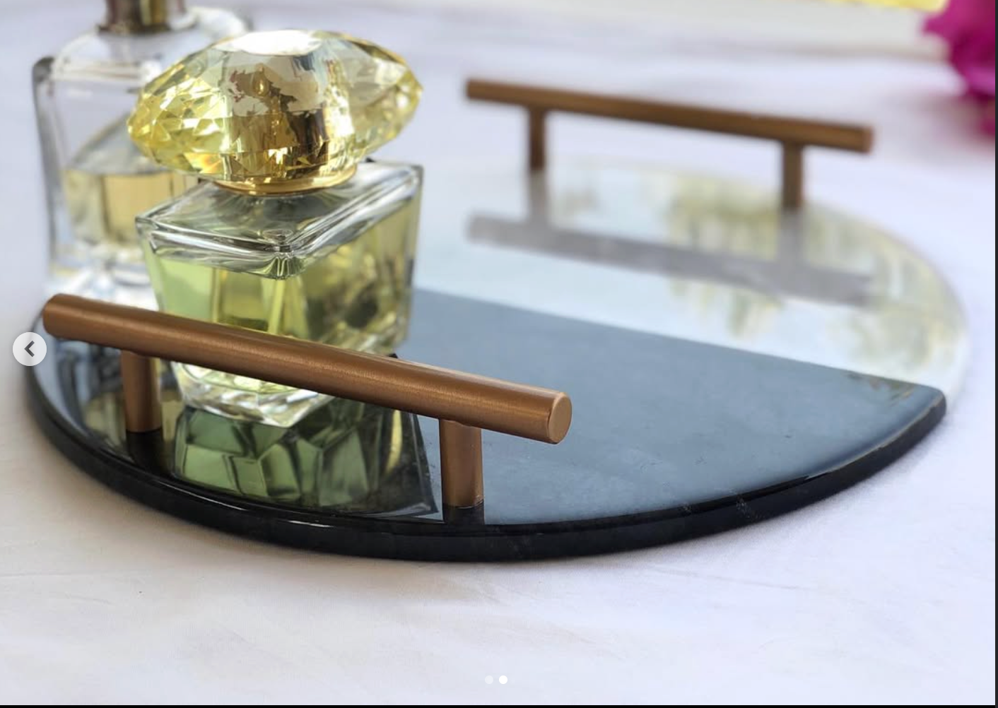 Monochrome Marble Tray | Black & White Round Tray