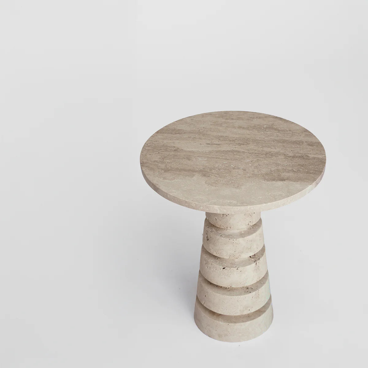TRAVERTINE LAYERED CONE SIDE TABLE